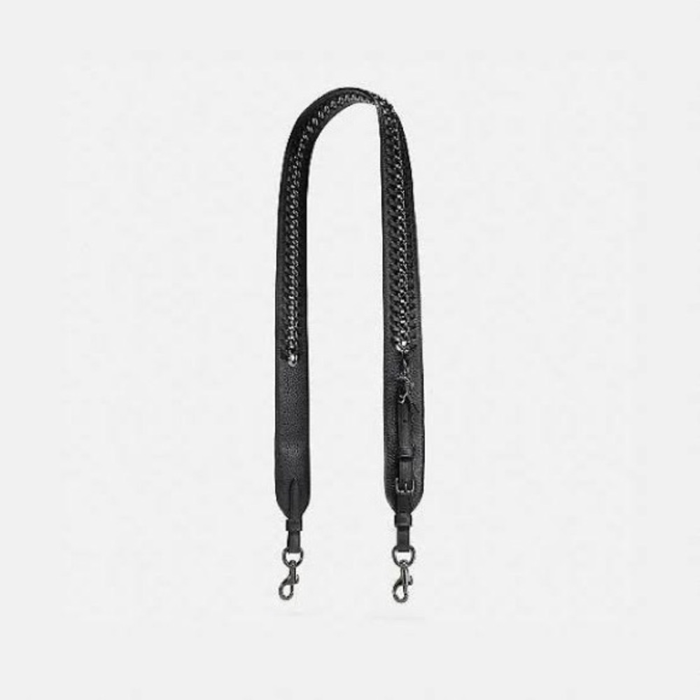 Coach Black Leather Chain-Trim Belt Bag Strap with Rexy Charm - Picture 2 of 6